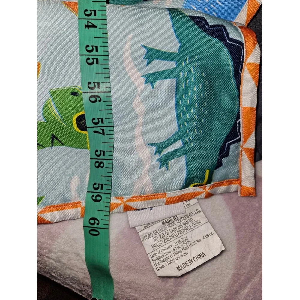 Tommy Bahama Reversible Duvet Dinosaurs Blanket 50 in x 60 Blue Green Multi